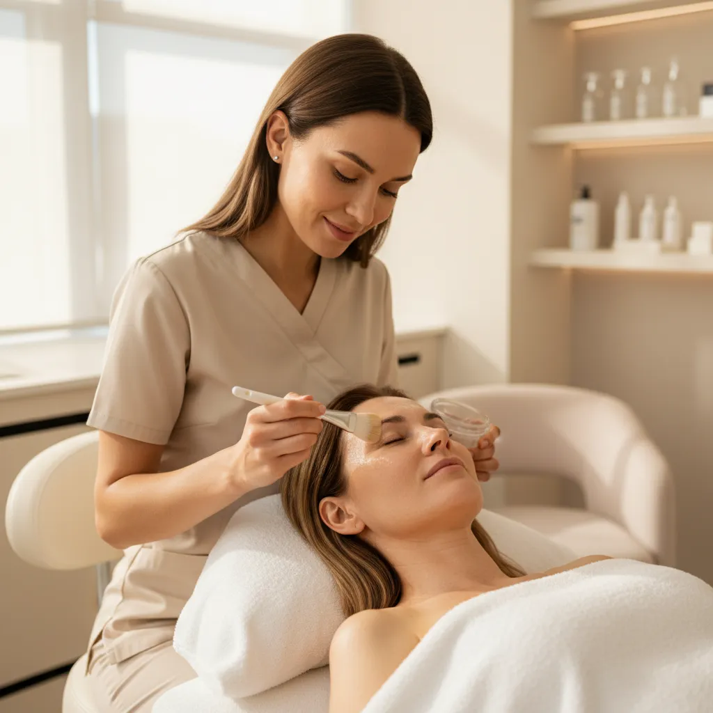Chemical peel application in luxury spa environment