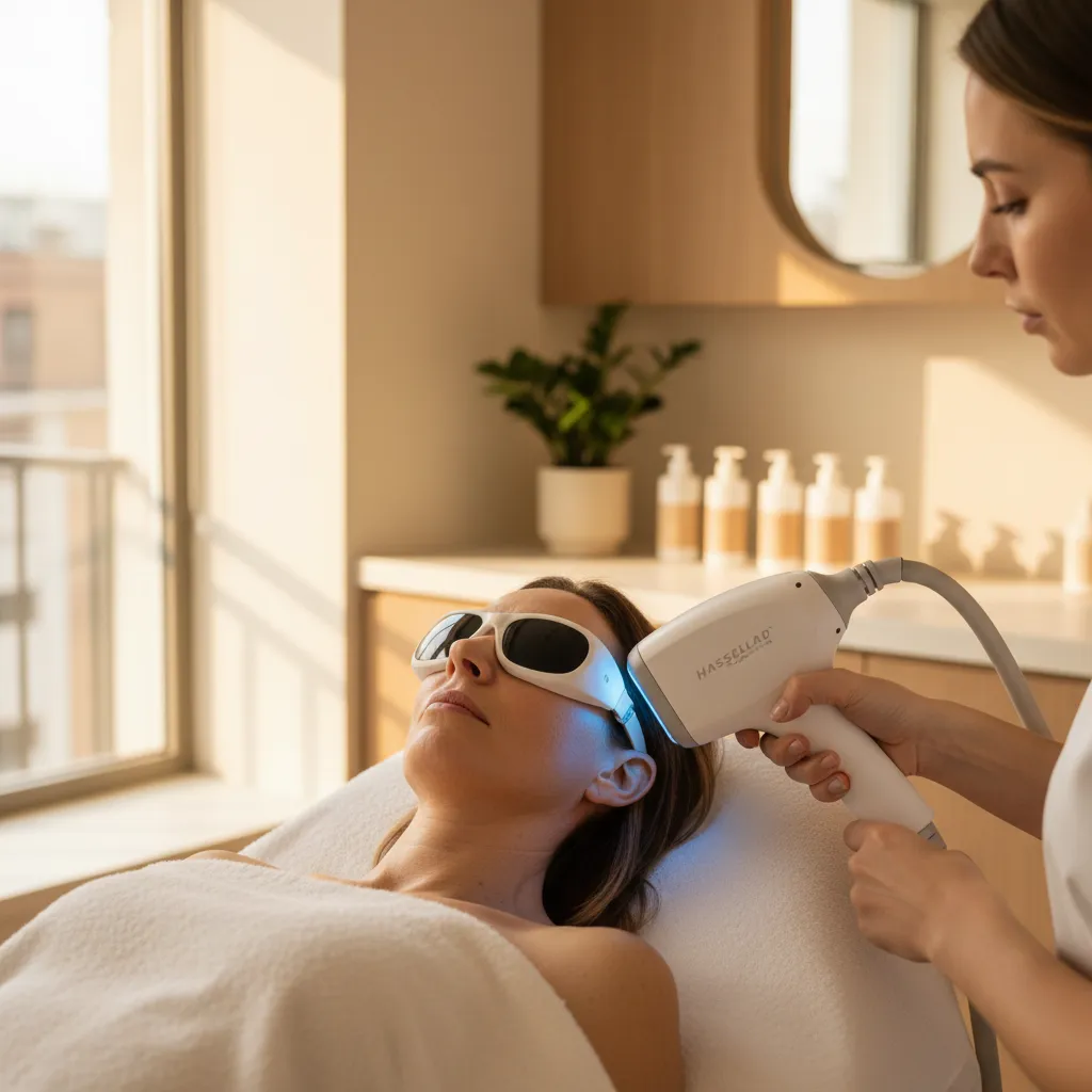 IPL photofacial treatment with light-based device
