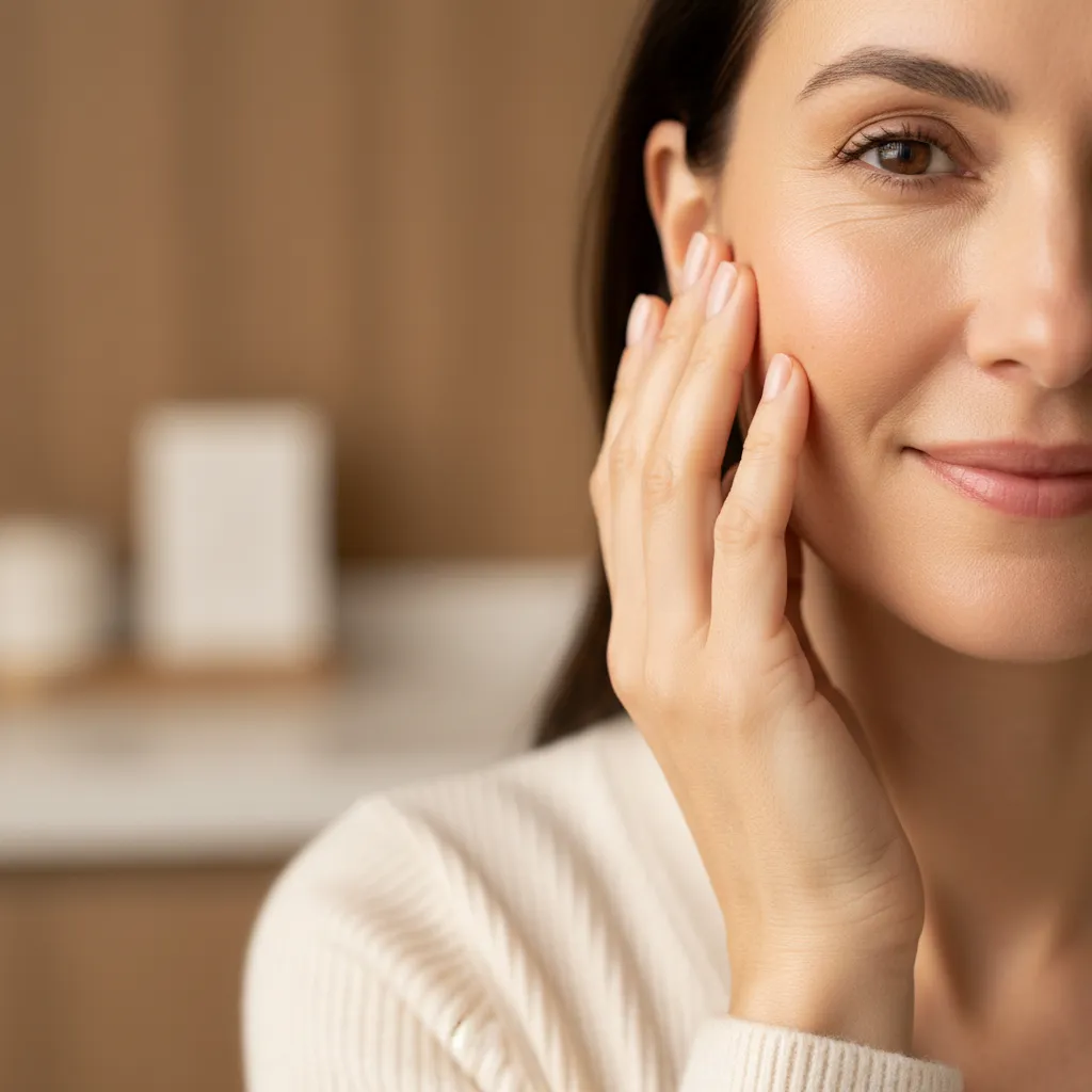 Close-up of luminous, healthy skin showing natural radiance