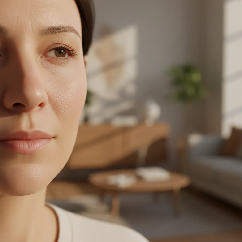 Close-up showing telangiectasia (broken blood vessels) on the nose and cheek area before treatment