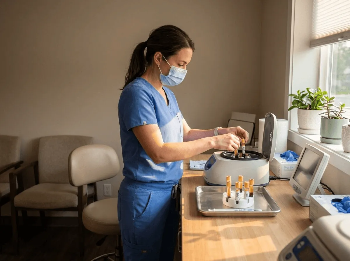 PRF treatment preparation with golden amber tubes