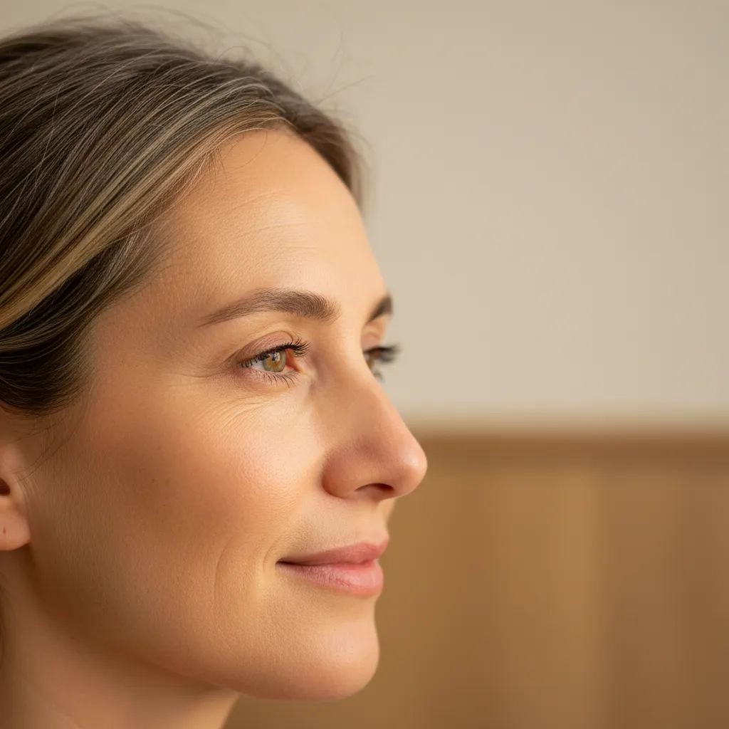 Close-up of clear, even-toned complexion