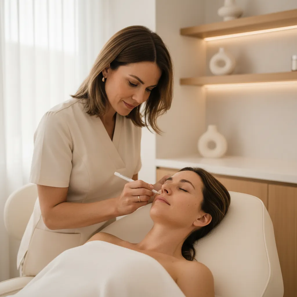 Provider holding Botox and Dysport vials during a patient consultation at Allen Medical Aesthetics