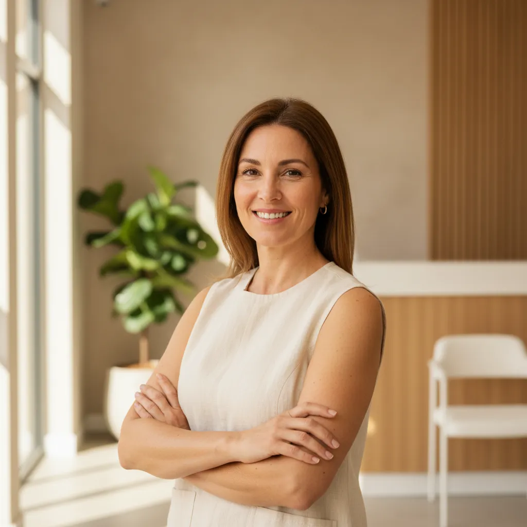 Woman with smooth, hair-free skin after completing laser hair removal sessions