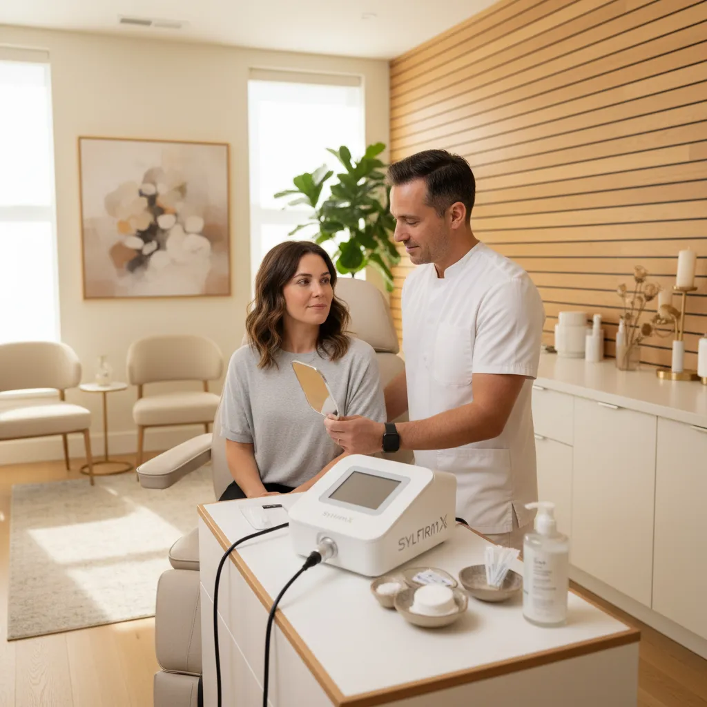 SylfirmX RF microneedling device and standard microneedling pen side by side