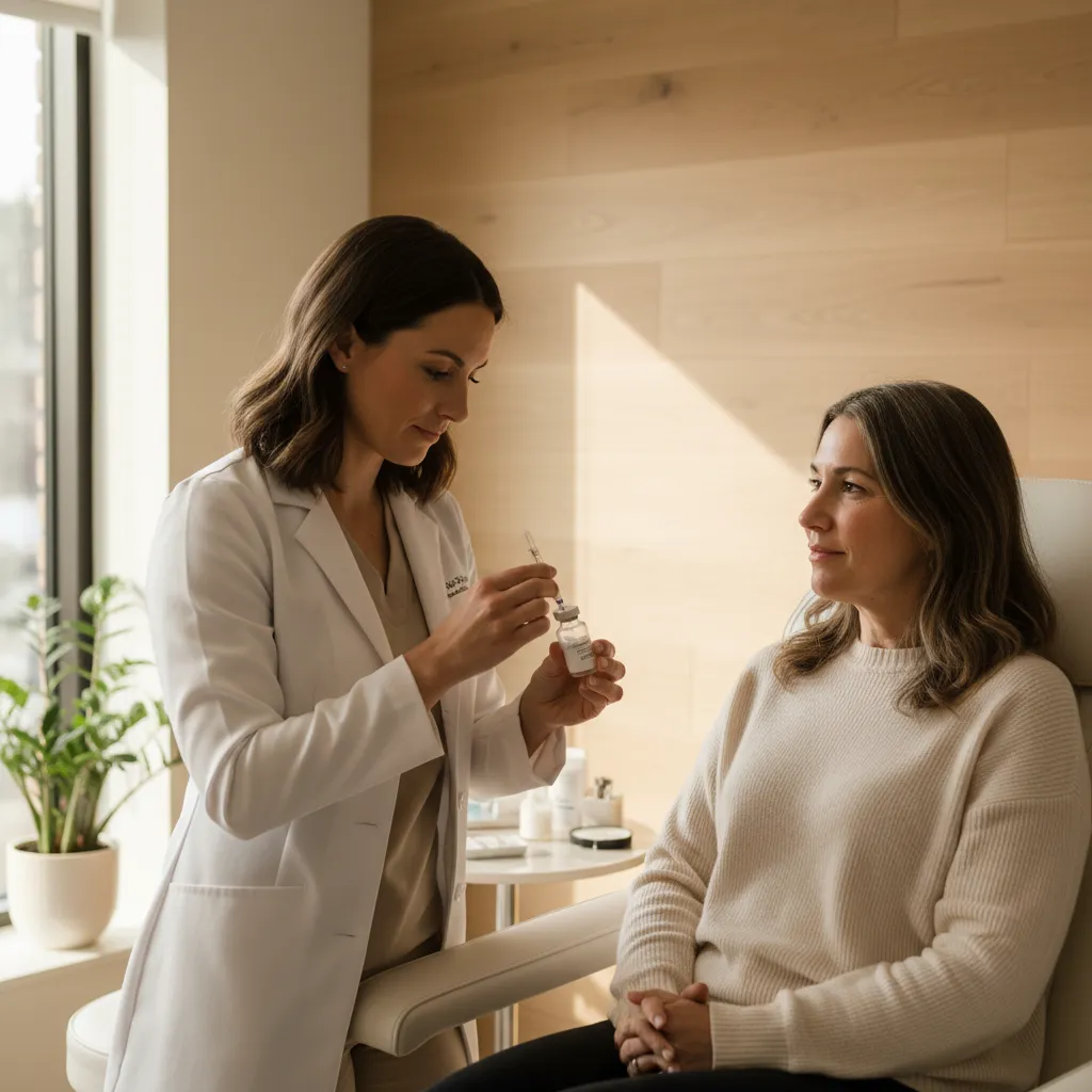 Provider preparing Sculptra treatment at Allen Medical Aesthetics in Des Moines, WA